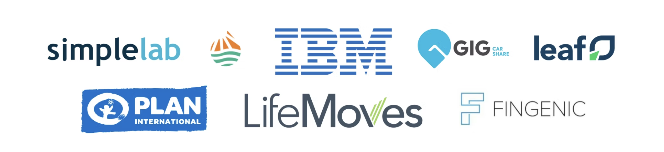 Additional Past Clients - SimpleLab, IBM, GIG Car Share, Leaf, Plan International, LifeMoves, Fingenic